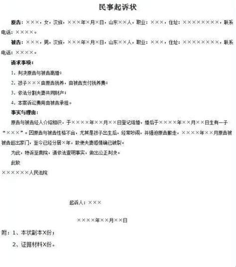 简洁简单通用民事起诉状Word模板下载_熊猫办公