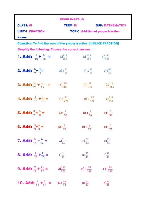 Image result for Math Addition Fraction Worksheets
