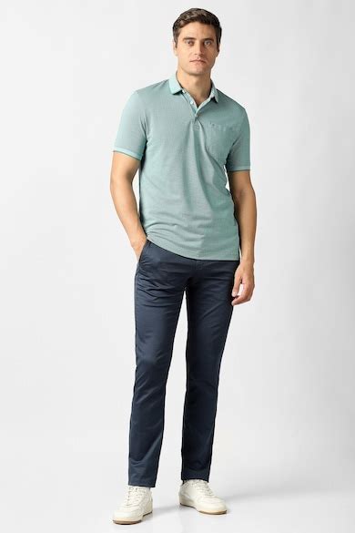 Van Heusen Polo T-Shirts, Men Green Textured Polo Neck T-shirt for T ...