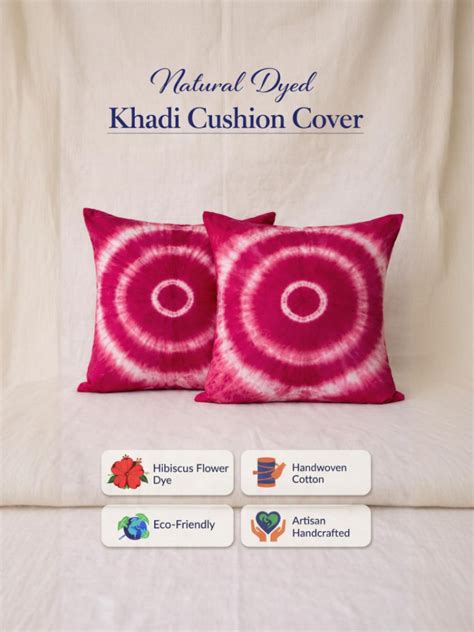 Tie & Dye Khadi Cushion Cover, Colored with Marigold - Khadi Sadan