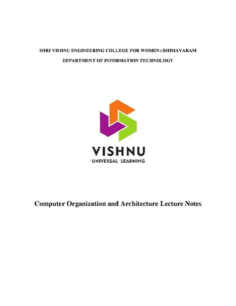 Computer Organization and Architecture Lecture Notes: A Brief History ...