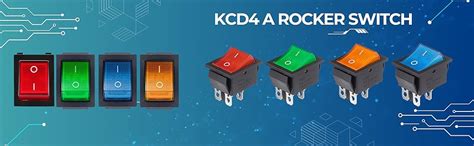 Villcron KCD4A 4-Pin DPST LED Illuminated Rocker Switch ON/OFF (Red ...