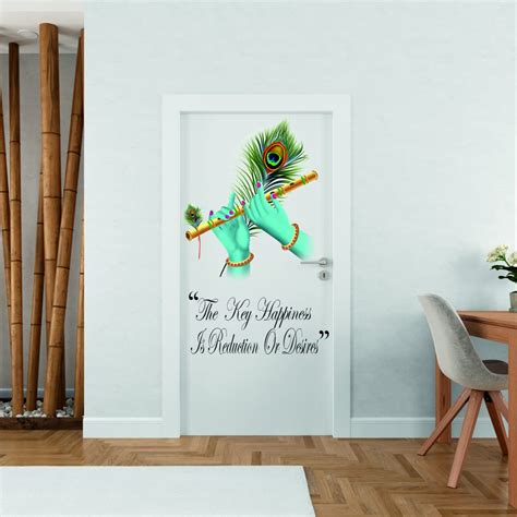 Meet Cute Shree Krishna Bansuri Door Wall Sticker | Sticker for Living ...