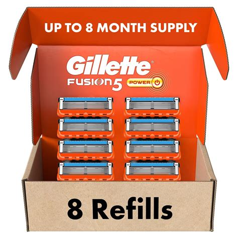 Gillette Fusion5 Power Razor Blades For Men, 5-Blade Razor Refills, 8 ...