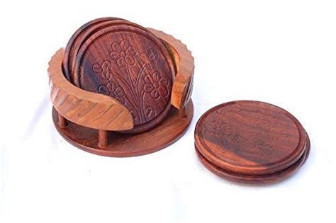 Craftatoz Wooden Drink Coasters Set of 6 : Amazon.in: Home & Kitchen