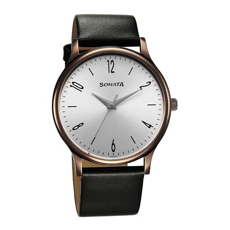Sonata Aspire Quartz Analog Silver Dial Leather Strap Watch for Men ...