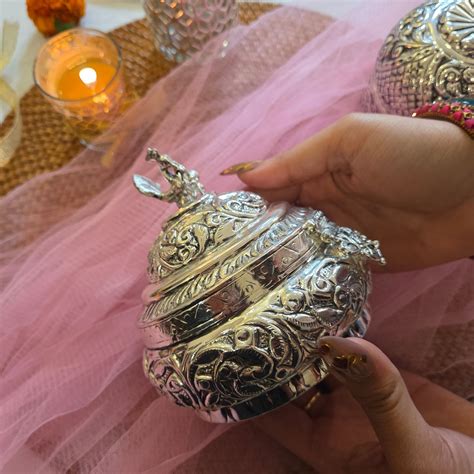 German Silver Floral Engraved Multipurpose Center piece for Home decor ...