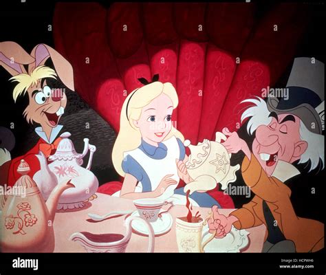 ALICE IN WONDERLAND, March Hare, Alice, Mad Hatter, 1951 Stock Photo ...