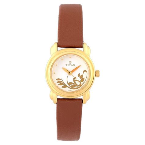 Buy Online Titan Quartz Analog White Dial Leather Strap Watch for Women ...