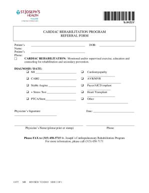 Fillable Online Cardiac Rehabilitation ProgramsRochester Regional ...