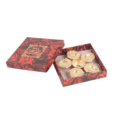 Buy SWAY HOME DECOR Urli Golden Floral Shape Metal Diya for Puja for ...