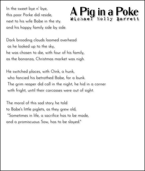 A Pig In A Poke-michael holly barrett |Poetry For All Seasons and Emotions