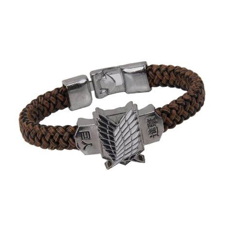 RVM Jewels Anime Attack on Titan Logo Hand Band AOT Leather Bracelet ...