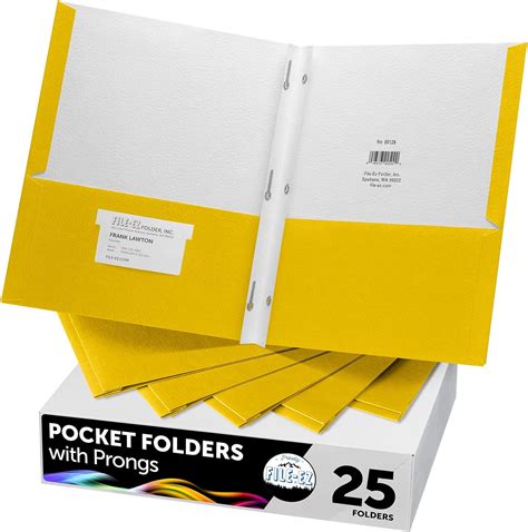 Buy FILE-EZ Two-Pocket Folders with 3-Prong Fasteners, Yellow Color, 25 ...