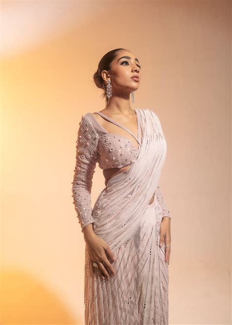 Online Blush Hand-Embroidered Draped Saree Set – Lea Clothing Co.