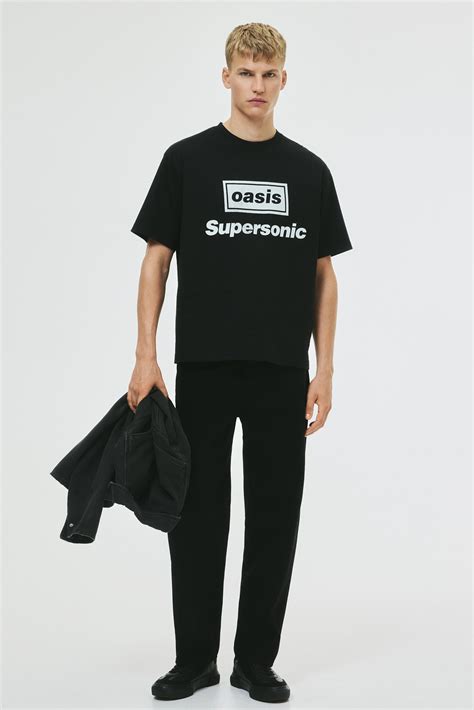 Loose Fit T-shirt - Black/Oasis - Men | H&M IN