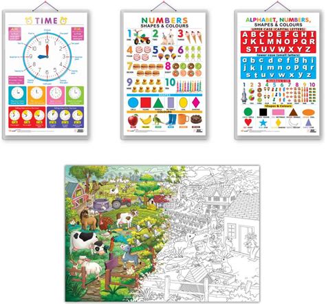 GIANT AT THE FARM COLOURING POSTER, Numbers, Shapes & Colours chart ...