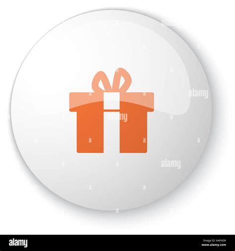 Glossy white web button with orange Gift icon on white background Stock ...