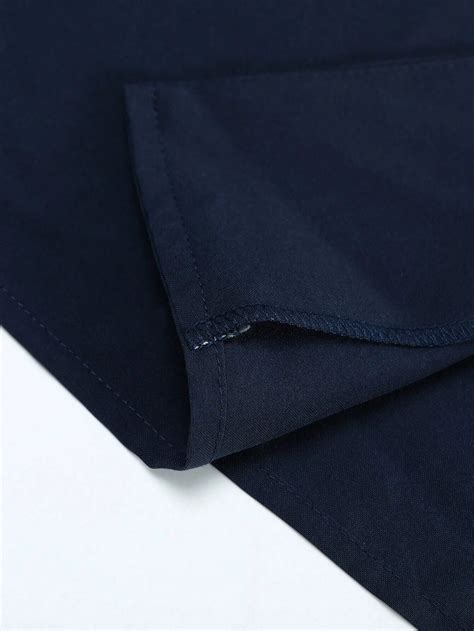 Men's Royal Blue Solid Color Lapel Neck Short Sleeve Shirt & Pants Set ...