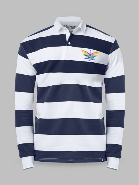 Buy LSG: Navy Striped Men Rugby Polos