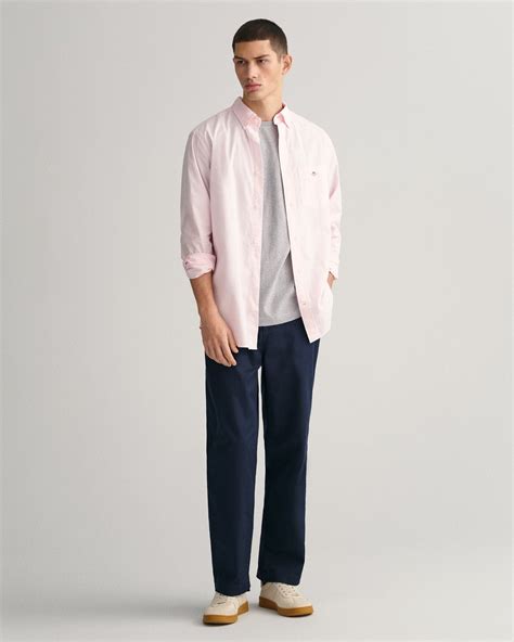 Shop Gant Men Pink Solid Button-down Collar Full Sleeves Shirt Online