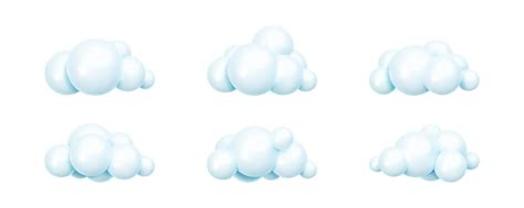 Bubble 3d cloud icons blue clouds for weather forecast | Premium Vector