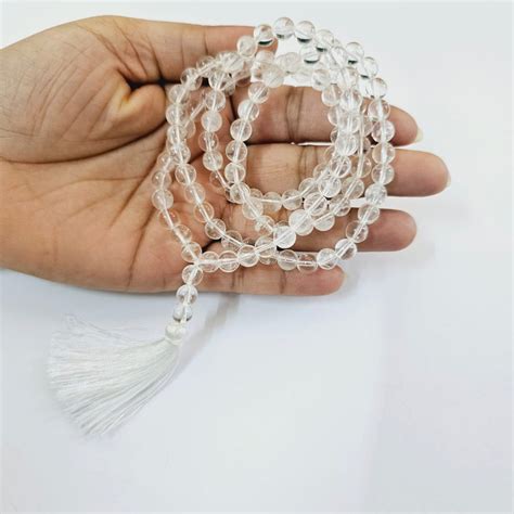 Jain Japa Mala in Clear Quartz(Sphatik) (108+3 Beads) – Vibrancys