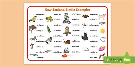 Illustrated Simile Examples: Colourful Word Mat for Students