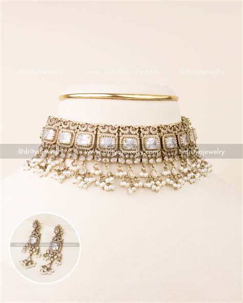Elegant Diamond Look-Alike Kundan Choker Set with Pearl Drops – Dritya ...