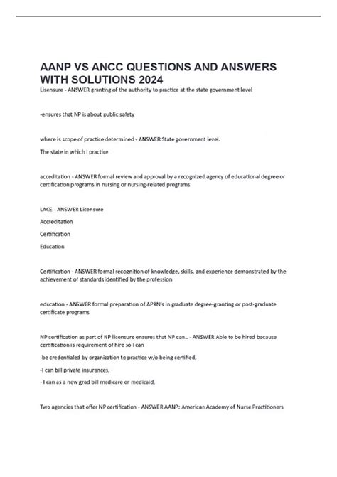 AANP VS ANCC QUESTIONS AND ANSWERS WITH SOLUTIONS 2024 - FNP - Stuvia US
