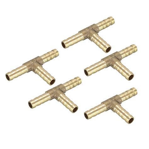 uxcell 6mm Brass Barb Hose Fitting Tee T 3 Way Connector Joiner Air ...