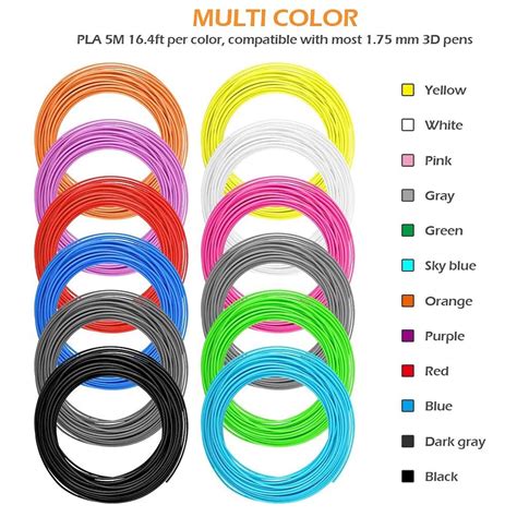 Buy 1.75 Paint 12 m Colours Pen Set Each Pen Filament 3D 5 - Pen 3D 3D ...