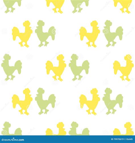 The Pattern of Silhouettes of Roosters. Stock Vector - Illustration of background, green: 79970619
