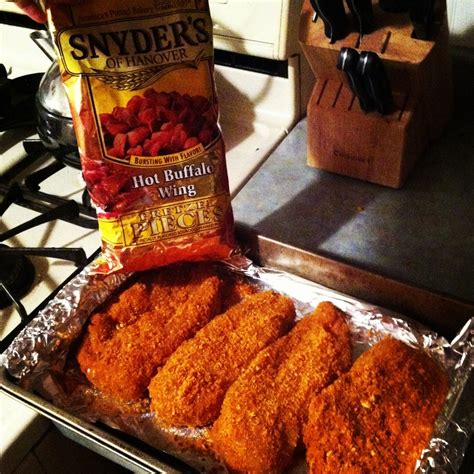 Breaded Buffalo Chicken with Snyder's Buffalo Wing Pretzel Bites Recipe