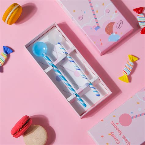 White Blue Glass Spoon Stirrer Set Of Two 6.5 Inch Online - Premium ...