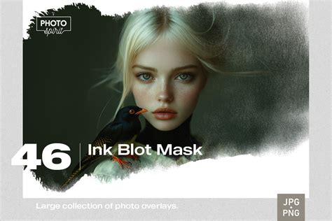 46 Ink Blot Mask Effect JPG and PNG Photo Overlays on Yellow Images ...