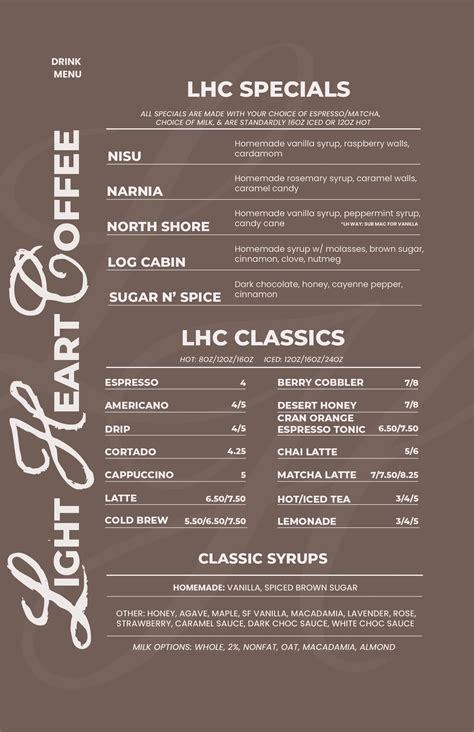 Menu | Explore Our Latest Menu — Light Heart Coffee