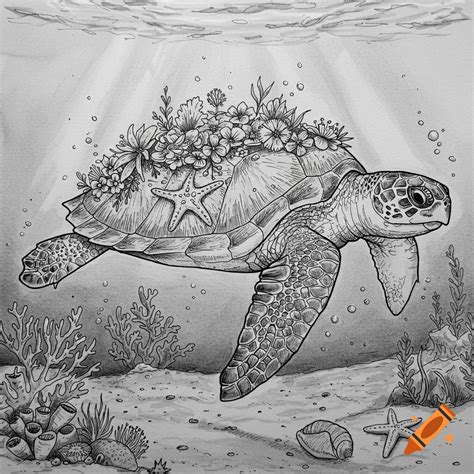 Black And White Realistic Drawings Of Sea Turtles