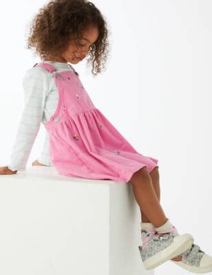 2pc Pure Cotton Floral Pinafore Outfit