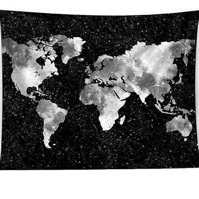 Buy HAOCOO Starry World Map Tapestry, Black and White Abstract Painting ...