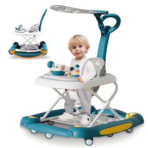 LHUAI 6-in-1 Baby Walker With Wheels, Bouncer, Removable Footrest ...