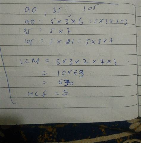 Find the lcm and hcf of 90,35,105 - Brainly.in