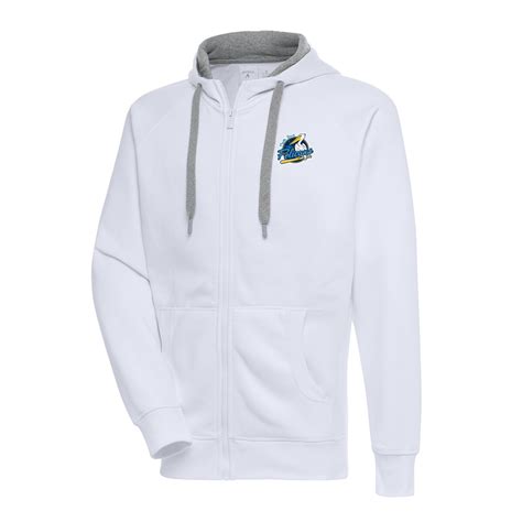 Men's Myrtle Beach Pelicans Antigua White Victory Full-Zip Hoodie