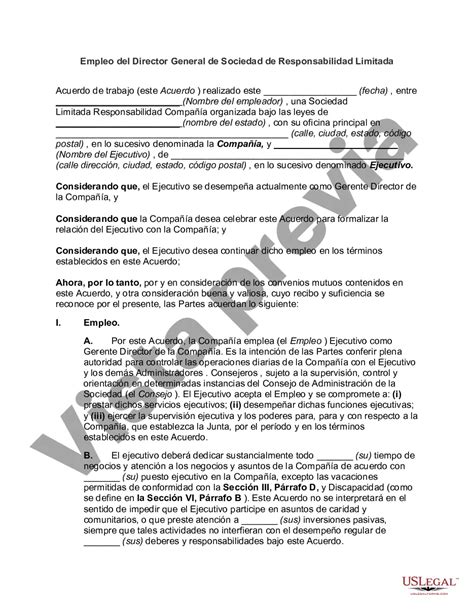 Plano Texas Empleo del Director General de Sociedad de Responsabilidad ...