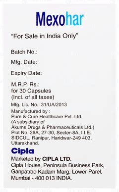 Mexohar 150 MG | Order Mexohar 150 MG Capsule Online at Truemeds