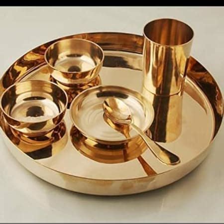 Shiv Shakti Arts® Pure Bronze | Kansa Thali Dinner Set Big - 49 Pieces ...