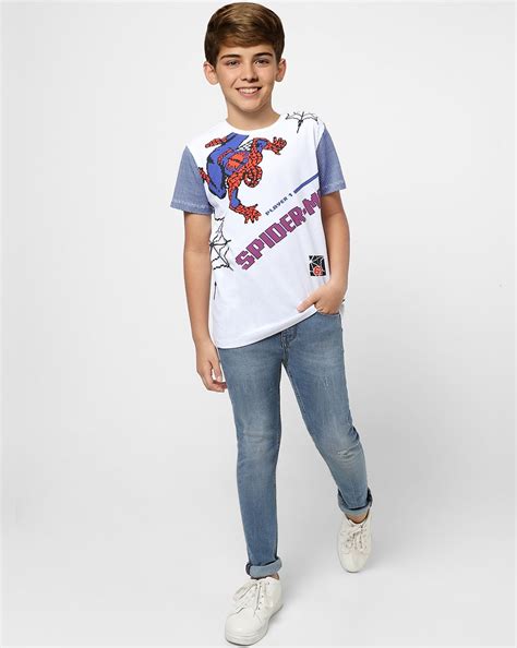Buy X Marvel White Spider Man Crew Neck T-shirt for Boys Online at Jack ...