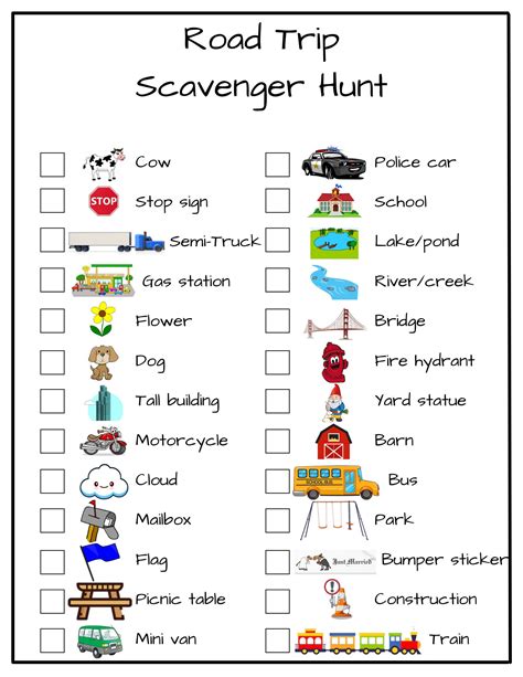 Road Trip Scavenger Hunt Printable - Printable Free Templates