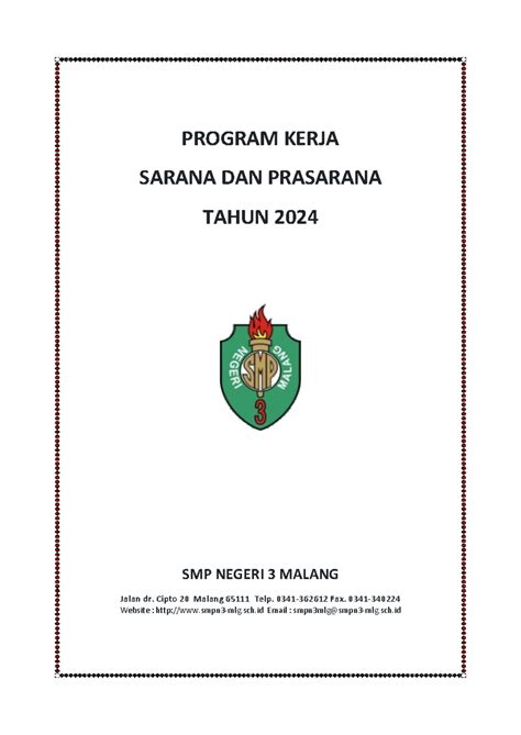 Program Kerja Sarana dan Prasarana SMPN 3 Malang 2024 - Studocu