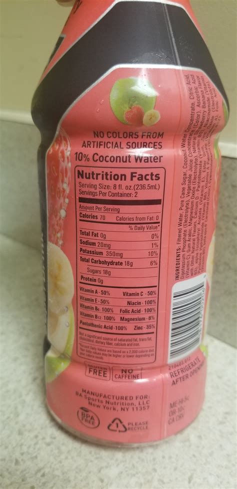 40 body armor nutrition facts label